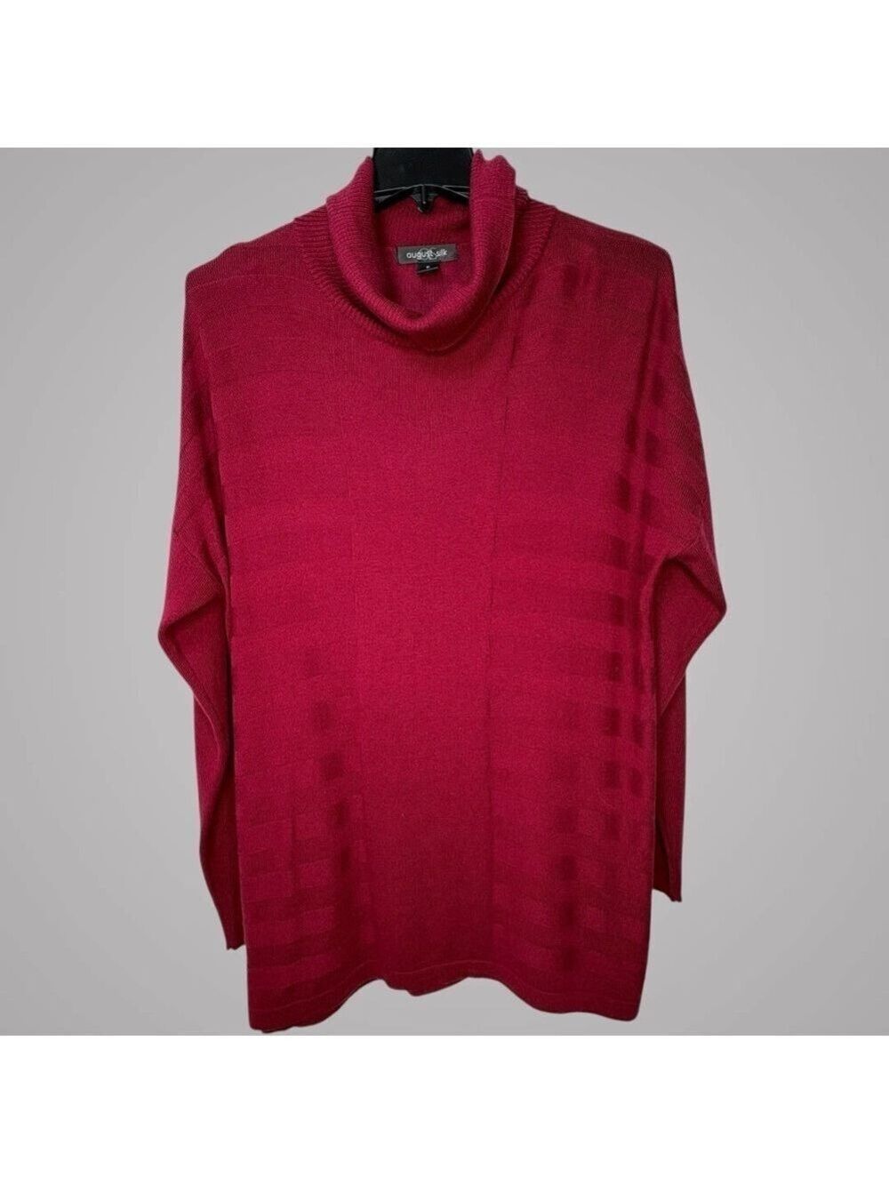 A August Silk XL Longline Pullover Y2K Dark Academia Draped Neck Burgundy Lagom